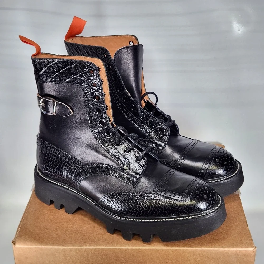 Tricker's Brogue Boots Mens Size 11 Black Two Tone High Leg Todd Snyder 7565/4